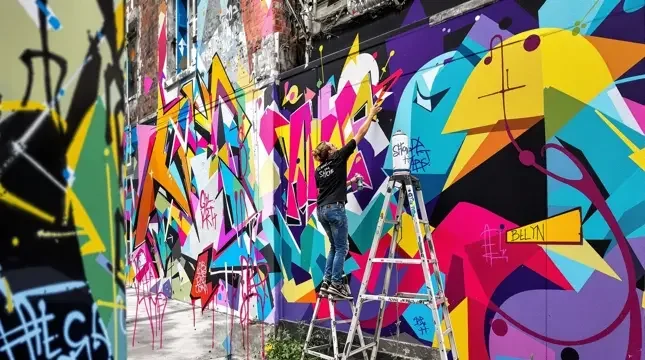 街头涂鸦墙绘过程
